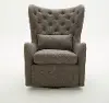 Alice Charcoal Wingback Swivel Chair with Kidney Pillow