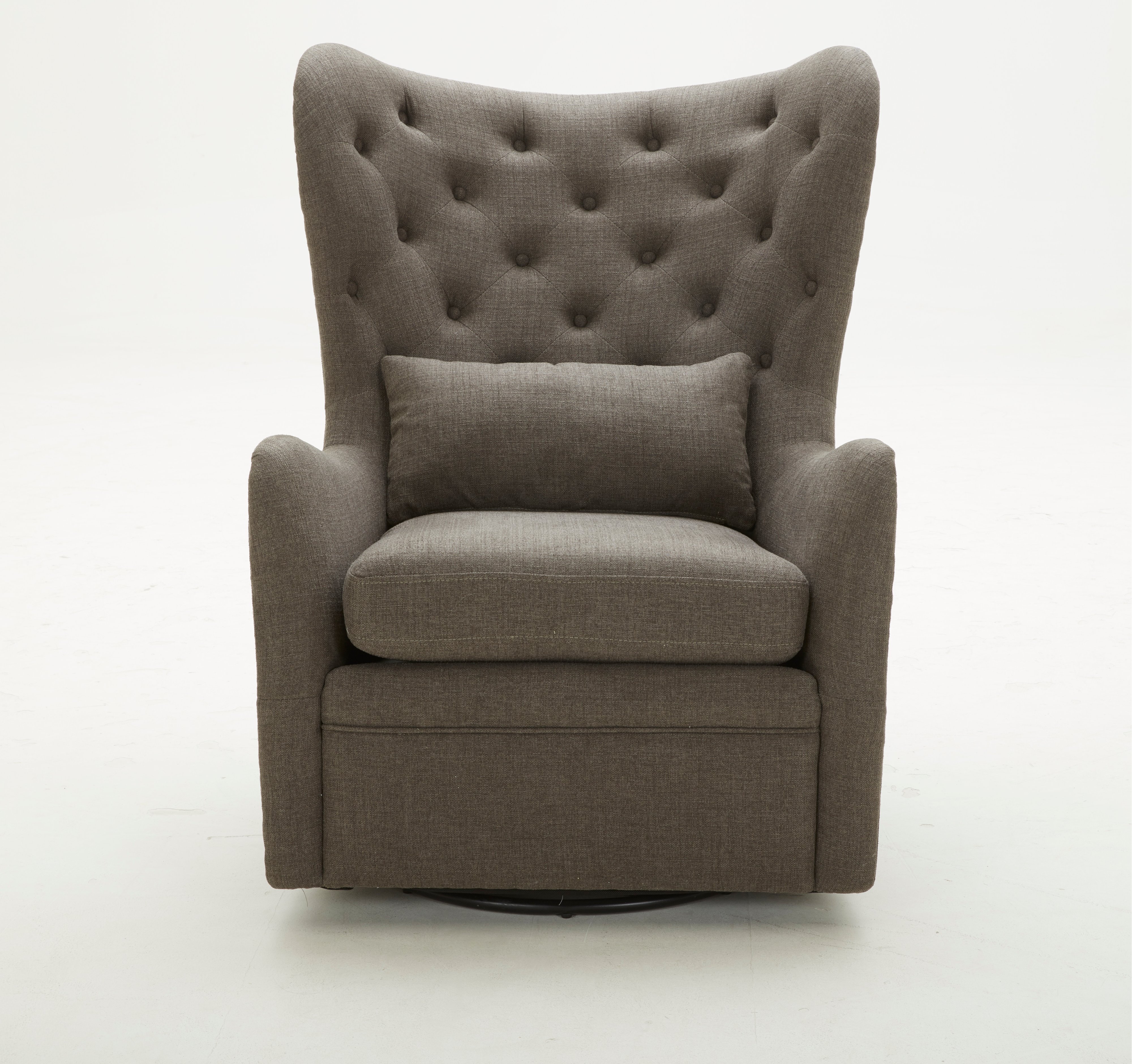 Charcoal Wingback Swivel Chair With Kidney Pillow - Alice-1