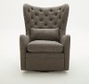 Charcoal Wingback Swivel Chair With Kidney Pillow - Alice