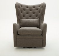 Charcoal Wingback Swivel Chair With Kidney Pillow - Alice