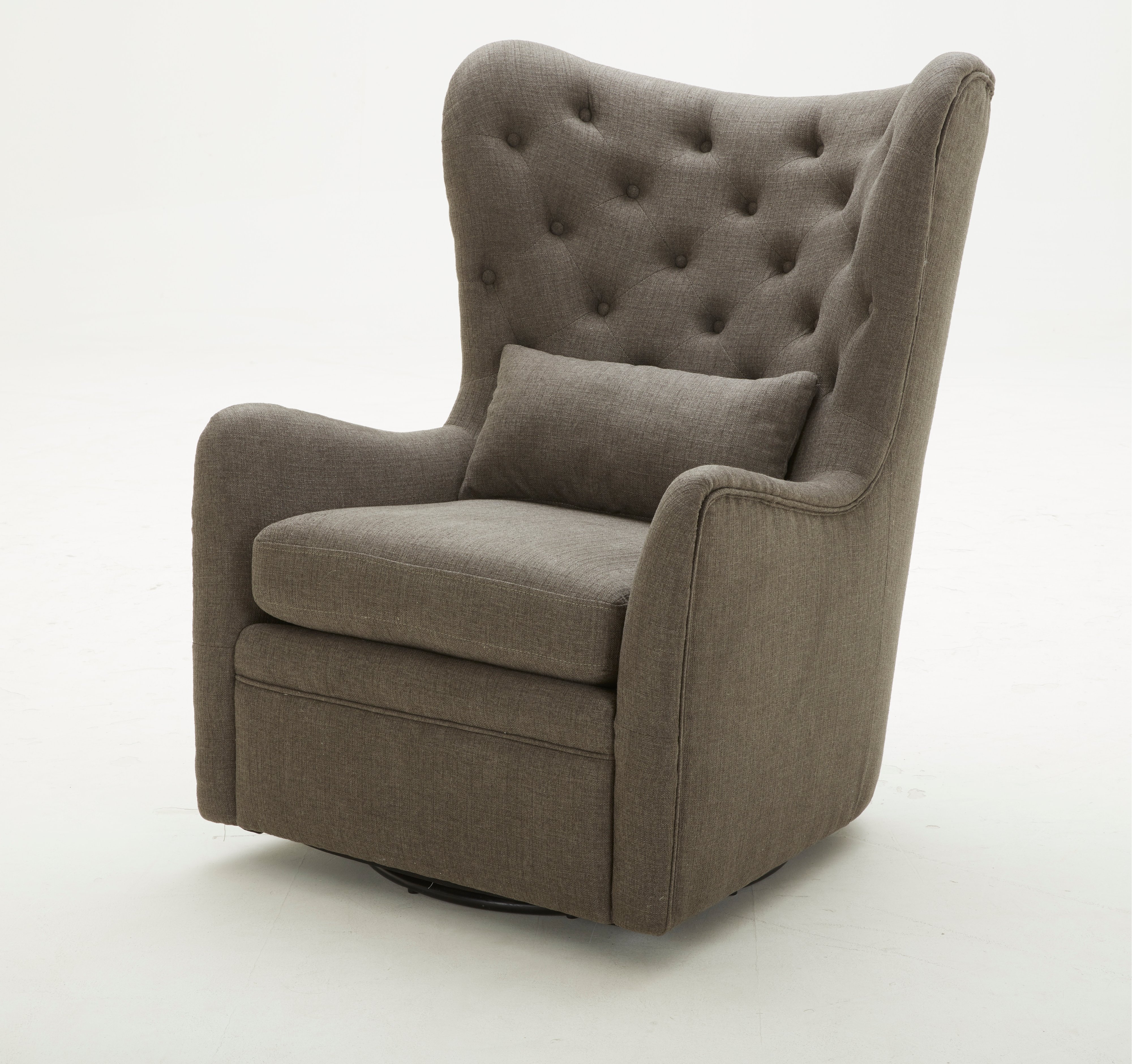 Charcoal Wingback Swivel Chair With Kidney Pillow - Alice-2