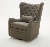 Charcoal Wingback Swivel Chair With Kidney Pillow - Alice-2