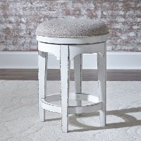 Antique White Upholstered Swivel Counter Height Stool - Magnolia Manor-2