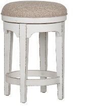 Magnolia Manor Antique White Upholstered Swivel Counter Height Stool-1