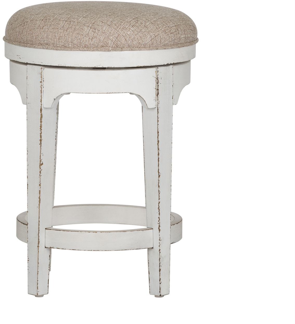 Magnolia Manor Antique White Upholstered Swivel Counter Height Stool-3