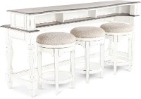 Antique White Console Bar Table and Stools - Magnolia Manor