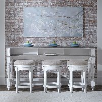 Antique White Console Bar Table and Stools - Magnolia Manor-2