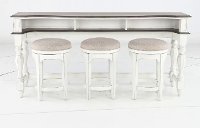 Antique White Console Bar Table and Stools - Magnolia Manor-5