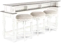 Magnolia Manor Antique White Console Bar Table and Stools