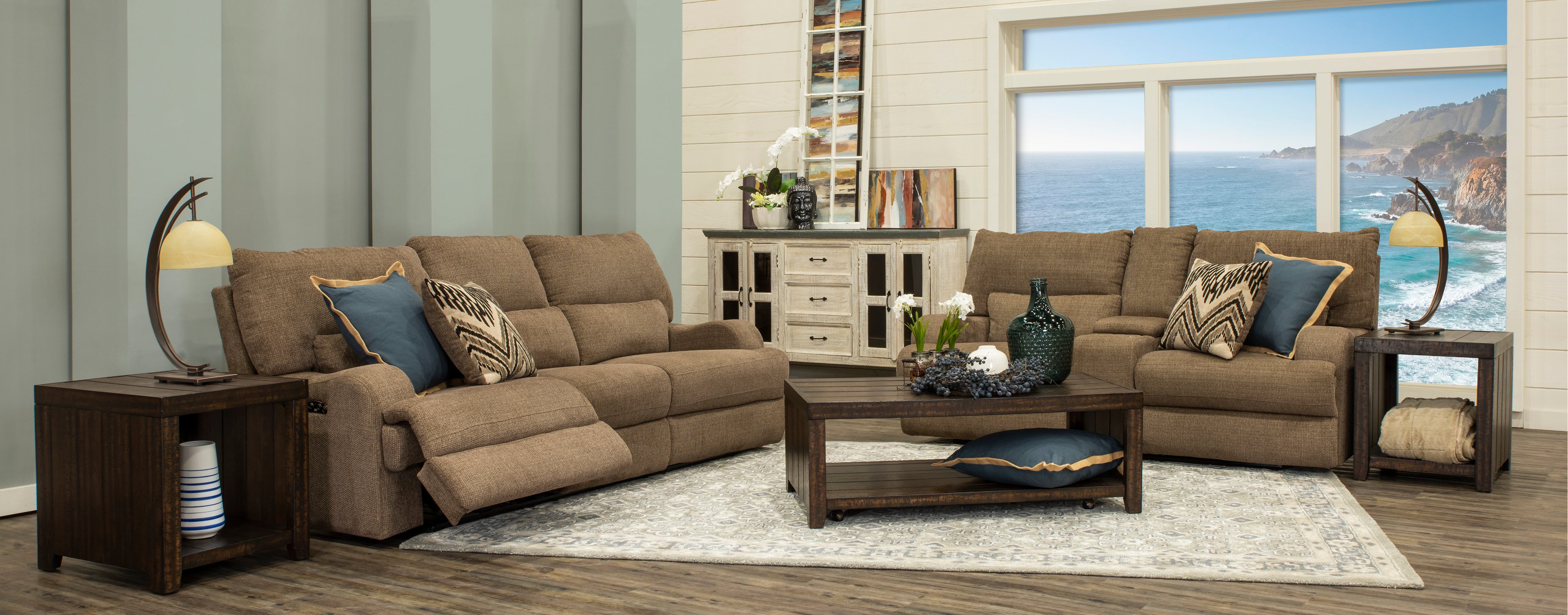 Brown Power Reclining Sectional Sofa - Brindle-4