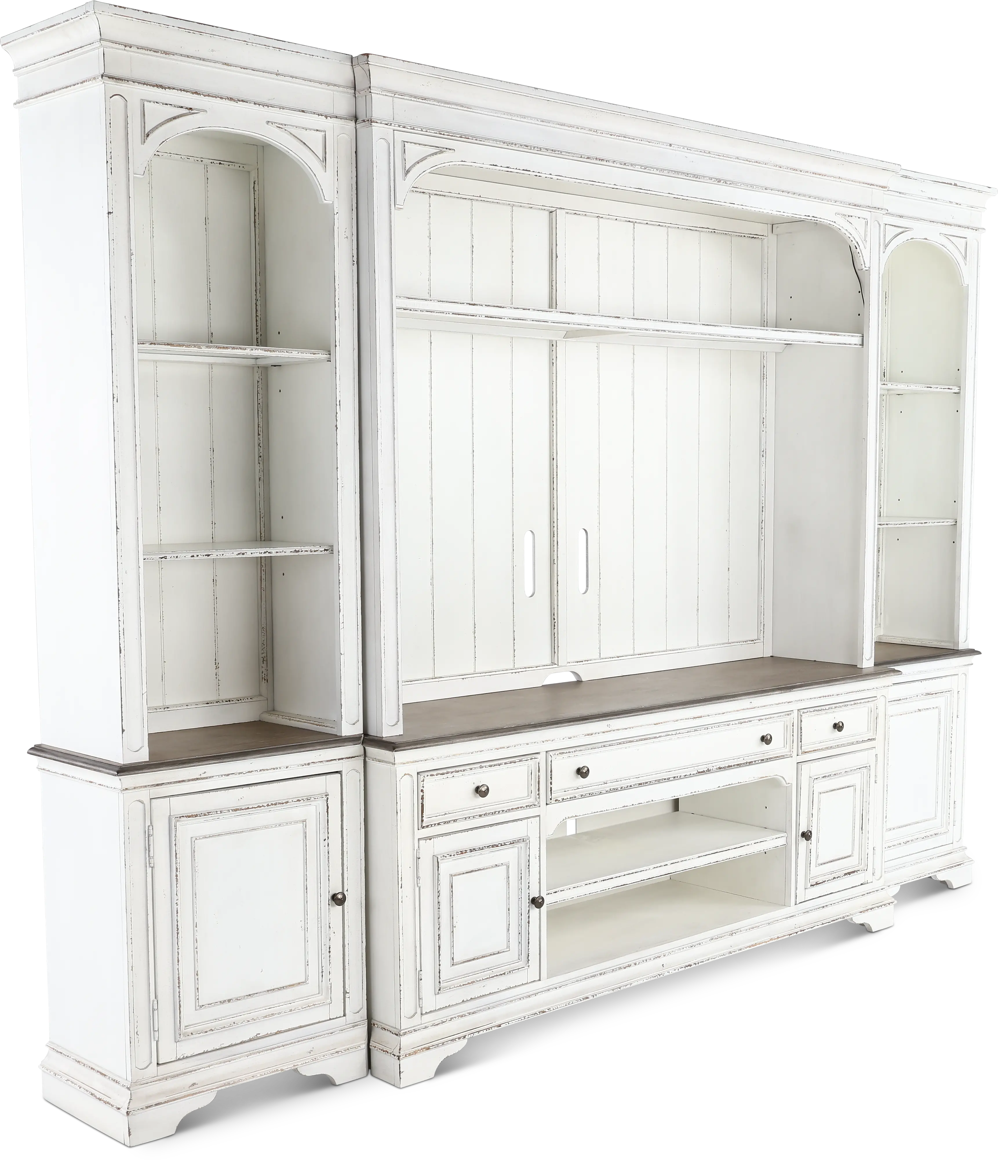 Magnolia Manor Antique White 4 Piece Entertainment Center-3
