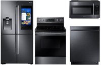 4PC-BSS-ELECTRIC PACKAGE Samsung 4 Piece Kitchen Appliance with Electric Range - Black Stainless Steel