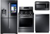 4PC-BSS-GAS PACKAGE Samsung 4 Piece Kitchen Appliance Package with Gas Range and FamilyHub Refrigerator - Black Stainless Steel