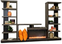 3 Piece Oak Modern Fireplace Entertainment Center - Wright