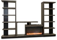 3 Piece Oak Modern Fireplace Entertainment Center - Wright-2