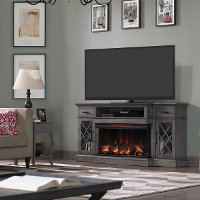 70 Inch Weathered Gray Fireplace TV Stand - Hamilton-2