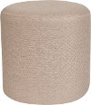 Contemporary Beige Round Ottoman Pouf - Barrington