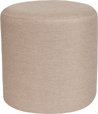Contemporary Beige Round Ottoman Pouf - Barrington