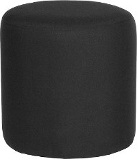 Contemporary Black Round Ottoman Pouf - Barrington