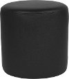 Contemporary Black Leather Round Ottoman Pouf - Barrington
