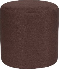 Contemporary Brown Round Ottoman Pouf - Barrington