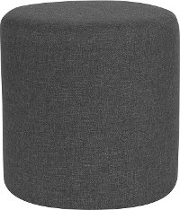 Contemporary Dark Gray Round Ottoman Pouf - Barrington