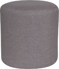 Contemporary Light Gray Round Ottoman Pouf - Barrington