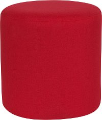 Contemporary Red Round Ottoman Pouf - Barrington