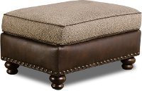 Traditional Two-Tone Brown Ottoman - Cognac
