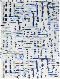 PRL97696 8 x 10 Large Ivory and Blue Rug - Perla