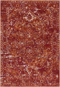 SAS1003-5373 5 x 7 Medium Red, Orange, and Ivory Indoor-Outdoor Rug - Stardust