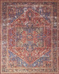 8 x 10 Large Red and Blue Rug - Lucca