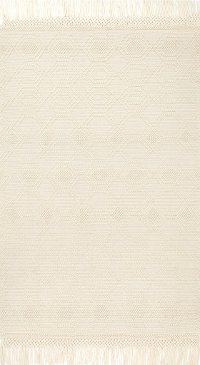 YH-02MHIVORY7.9X9.9 8 x 10 Large Flat Weave Ivory Area Rug - Holloway