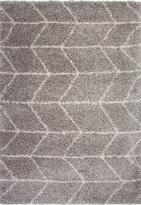 8 x 10 Large Herringbone Gray and Ivory Area Rug - Elements