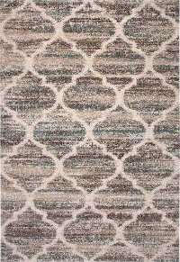 8 x 11 Large Brown, Beige, Ivory, and Teal Area Rug - Granada