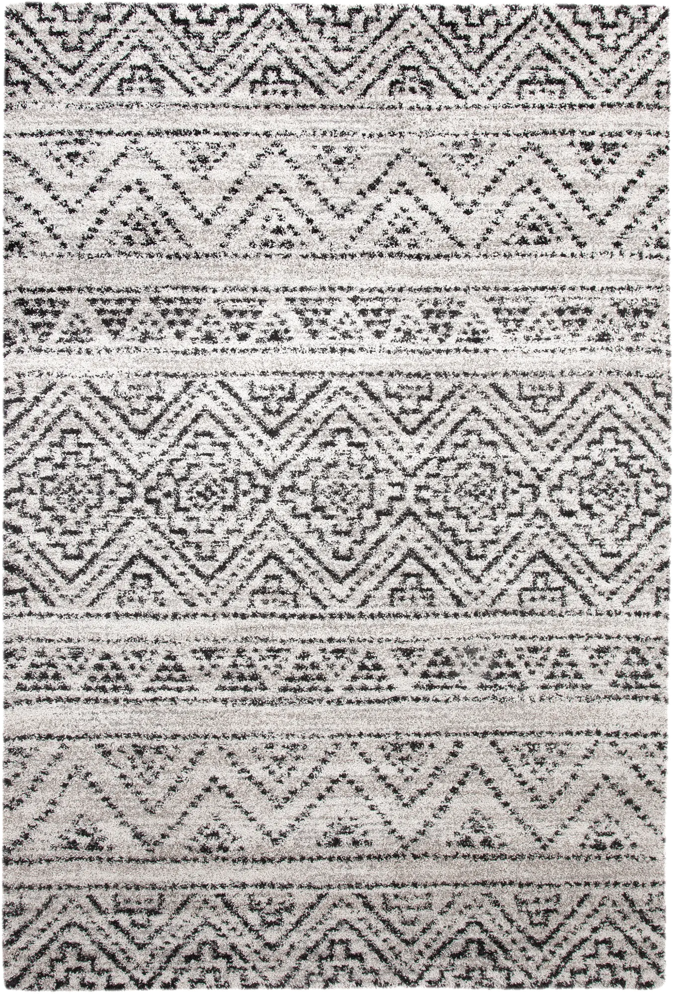 5 x 8 Medium Beige, Ivory, and Charcoal Gray Area Rug - Granada-1