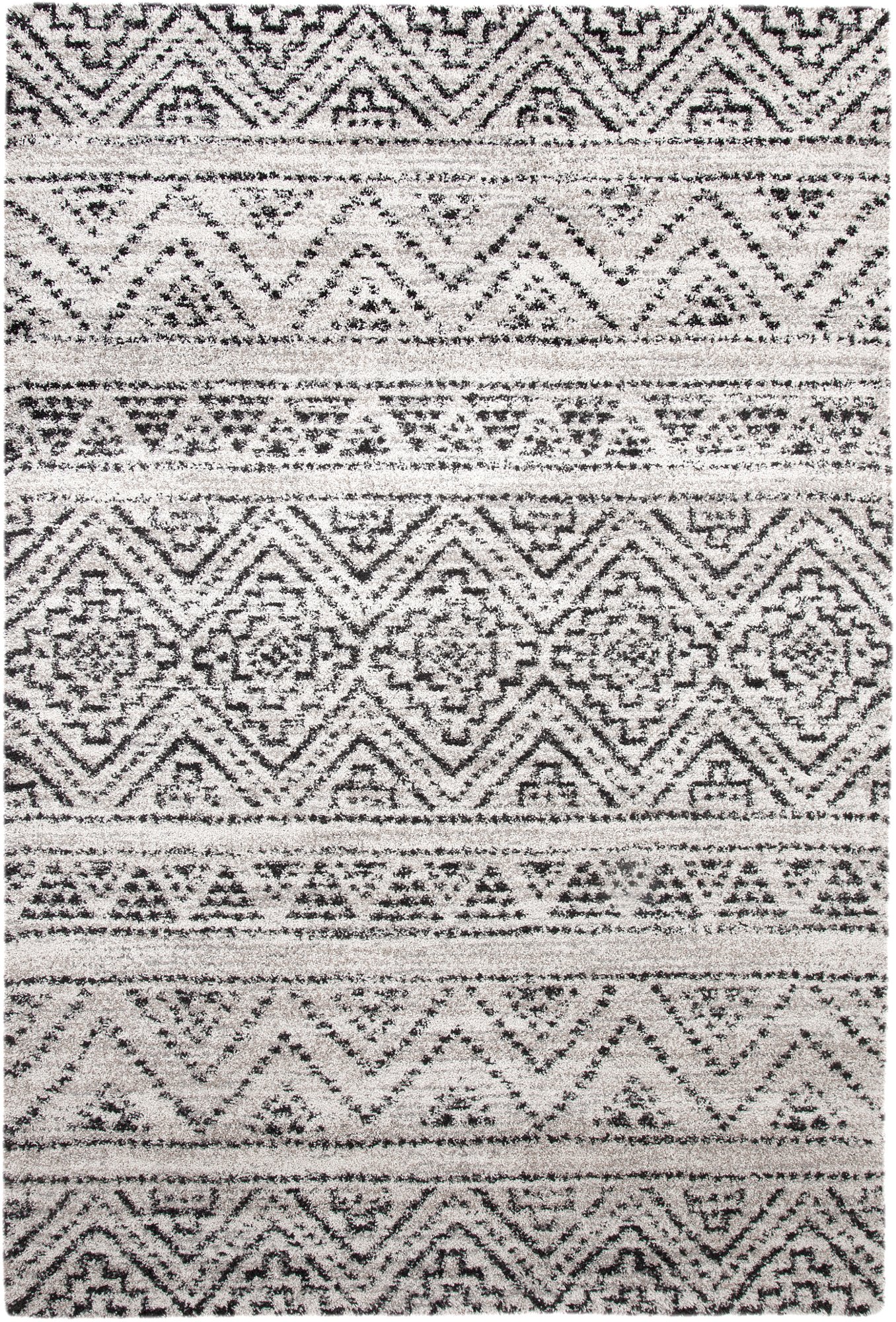 8 x 11 Large Beige, Ivory, and Charcoal Gray Area Rug - Granada-1