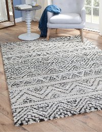 8 x 11 Large Beige, Ivory, and Charcoal Gray Area Rug - Granada-2
