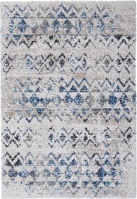 5 x 8 Medium Charcoal Gray, Ivory, and Blue Rug - Granada