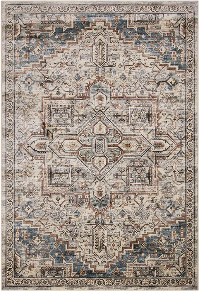 5 x 8 Medium Ivory, Blue, and Beige Area Rug - Sonoma-1