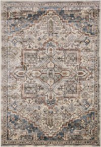 5 x 8 Medium Ivory, Blue, and Beige Area Rug - Sonoma