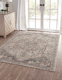 5 x 8 Medium Ivory, Blue, and Beige Area Rug - Sonoma-2