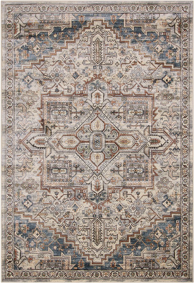 8 x 11 Large Ivory, Blue, and Beige Area Rug - Sonoma-1