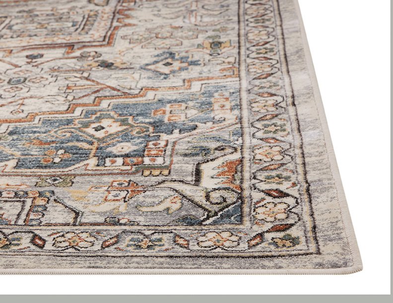 8 x 11 Large Ivory, Blue, and Beige Area Rug - Sonoma-3