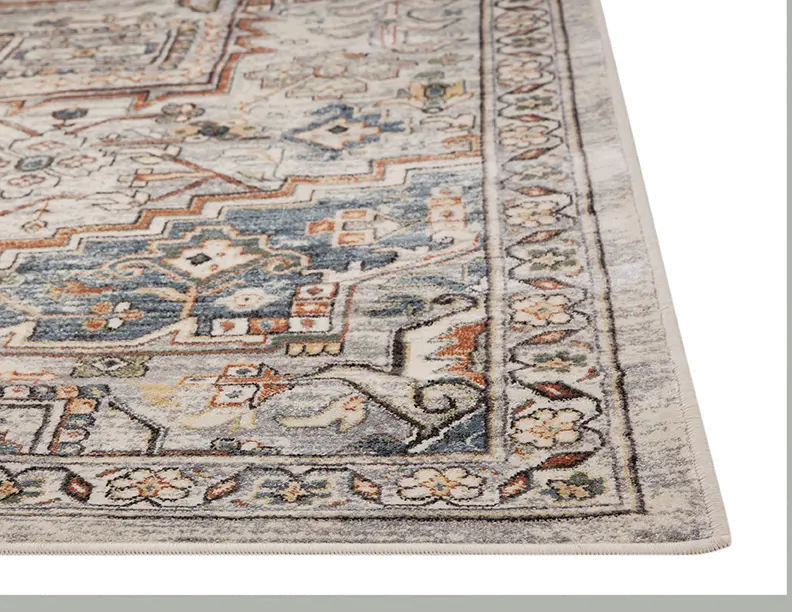 8 x 11 Large Ivory, Blue, and Beige Area Rug - Sonoma-3