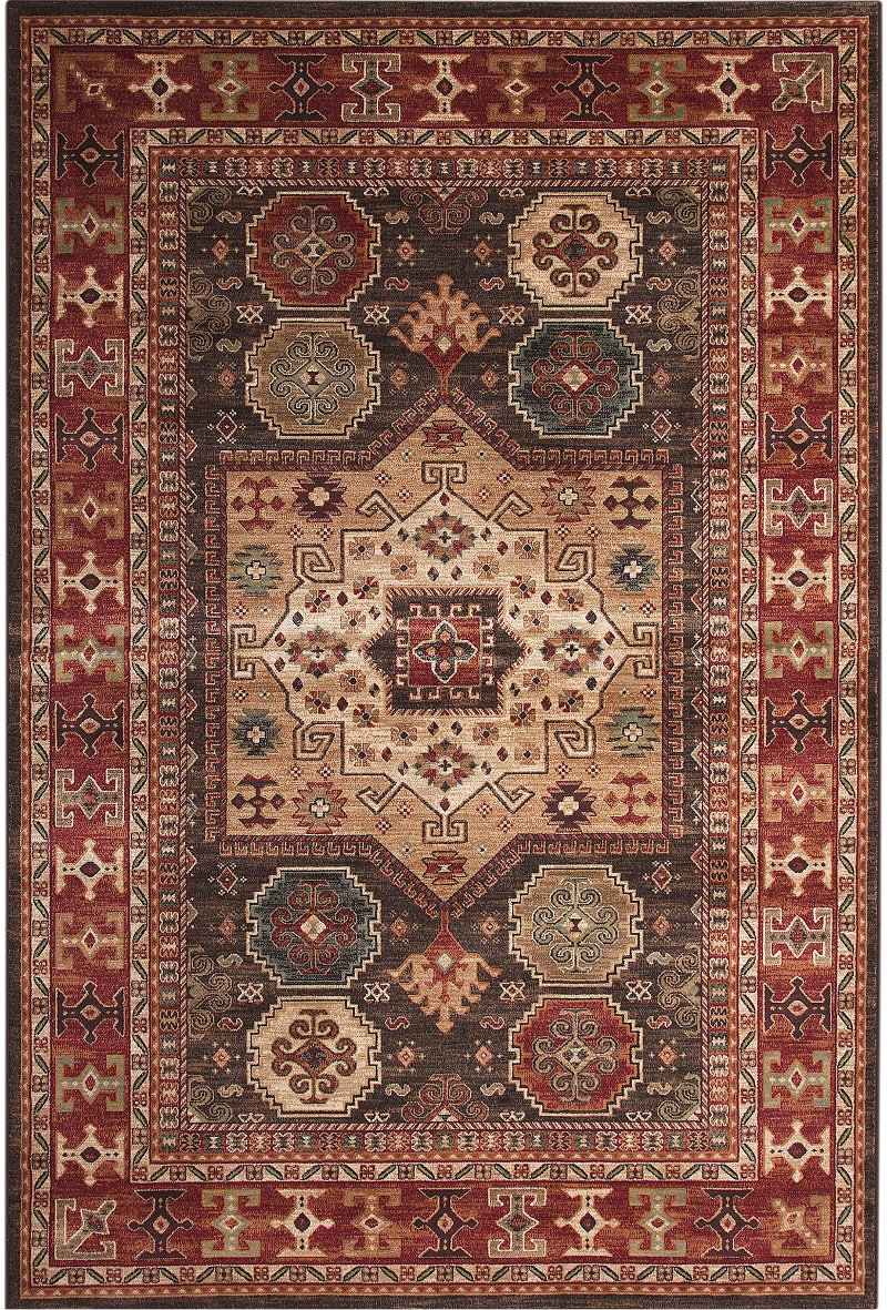 5 X 8 Medium Chocolate Brown Ivory And Red Area Rug Sonoma 5 X 8 Medium Chocolate Brown Ivory