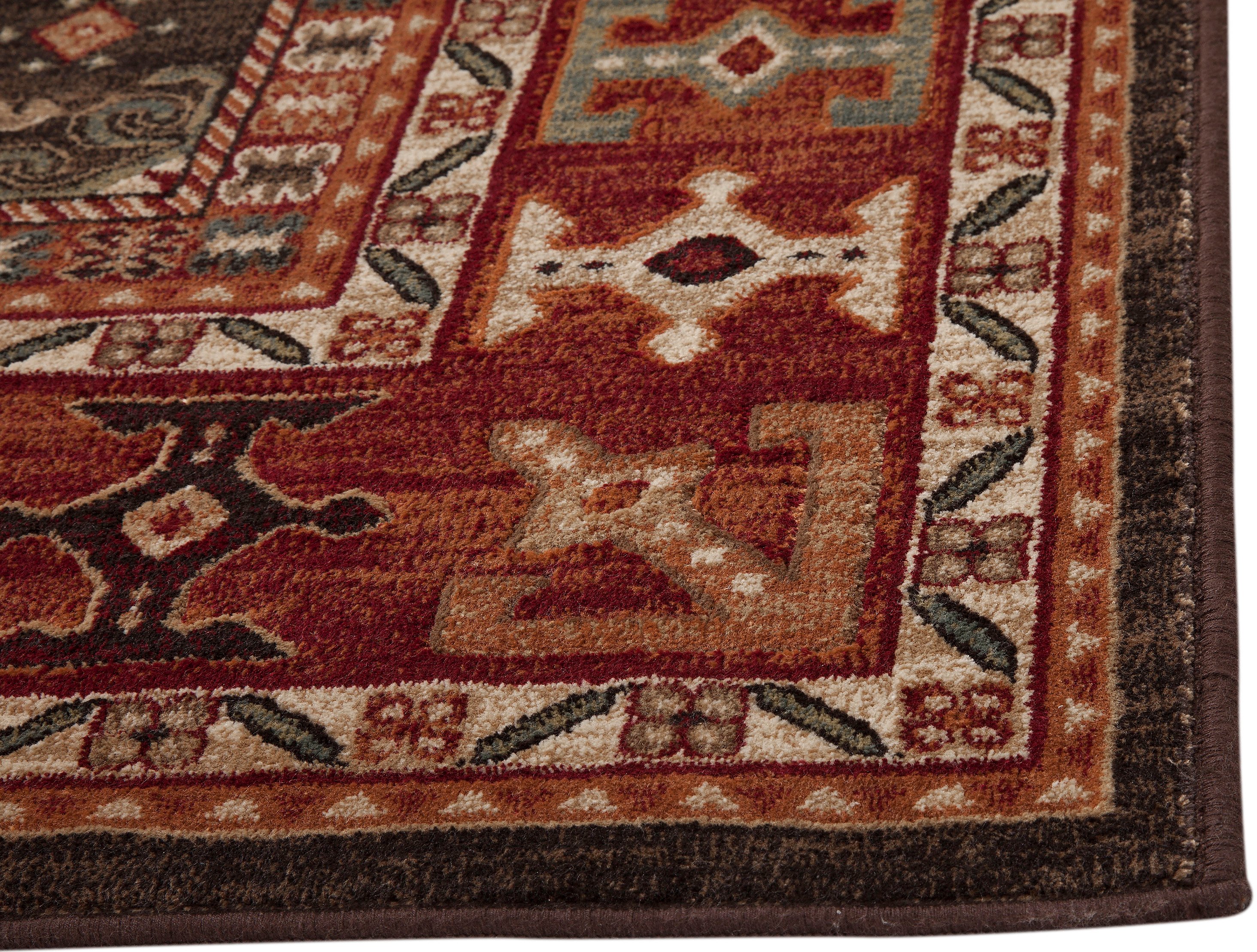 5 x 8 Medium Chocolate Brown, Ivory, and Red Area Rug - Sonoma-2