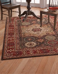 5 x 8 Medium Chocolate Brown, Ivory, and Red Area Rug - Sonoma-3