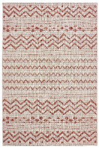 5 x 8 Medium Beige and Red Indoor-Outdoor Rug - Sun Shower