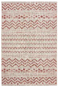 8 x 10 Large Beige and Red Indoor-Outdoor Rug - Sun Shower